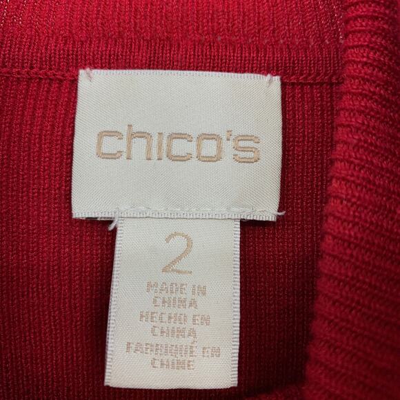 Chicos Turtleneck Fitted Sweater Womens Size 2 US Large Red Long Sleeve - Picture 5 of 6
